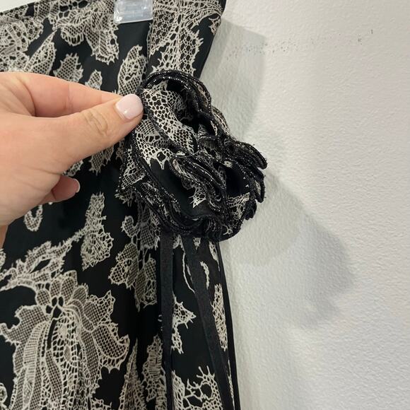 Cami International Y2K Floral Midi Skirt Black Beige Boho Size 16 - Picture 5 of 6